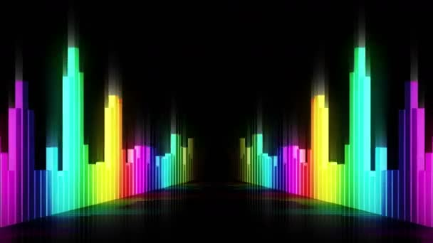 音频彩色波动画 均衡器的声波 脉冲音乐播放器 未来数字声波概念 循环背景 — 图库视频影像