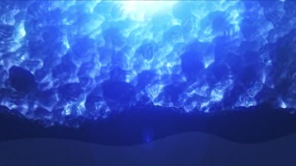 夜のビーチと驚くほど美しい海の風景からのトップビュー 波の泡と砂浜に ループ アニメーション — ストック動画