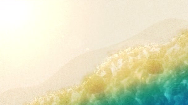 从惊人的美丽的海景与绿松石水的顶视图 在沙滩上 有波浪泡沫 循环动画 — 图库视频影像