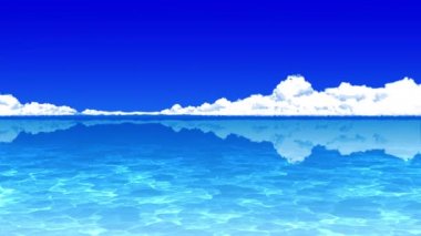 Mavi gökyüzü arka plan üzerinde kümülonimbus bulutlar. Denizin üzerinde gök gürültülü bulutlar. Cg döngü animasyonu.