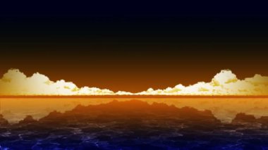 Mavi gökyüzü arka plan üzerinde kümülonimbus bulutlar. Denizin üzerinde gök gürültülü bulutlar. Cg döngü animasyonu.