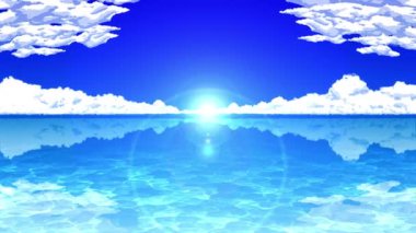 Mavi gökyüzü arka plan üzerinde kümülonimbus bulutlar. Denizin üzerinde gök gürültülü bulutlar. Cg döngü animasyonu.