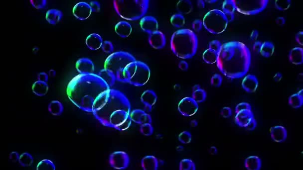 Szivárvány Buborék Átlátszó Víz Háttérben Légbuborék Fekete Háttérrel — Stock videók