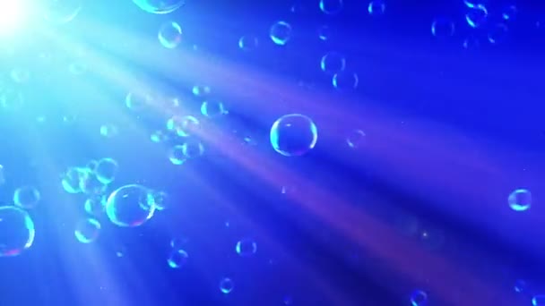 Szivárvány Buborék Átlátszó Víz Háttérben Légbuborék Mély Kék Tengerben — Stock videók