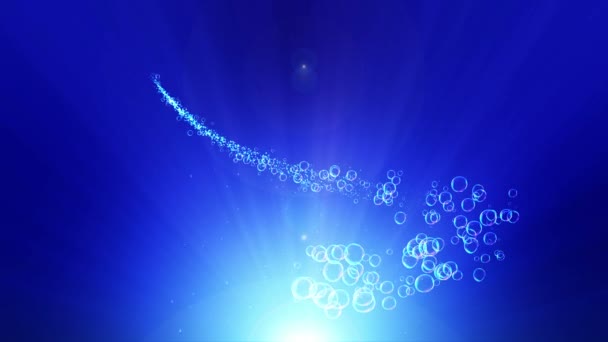 透明水背景上的彩虹气泡 深蓝色大海中的气泡 — 图库视频影像