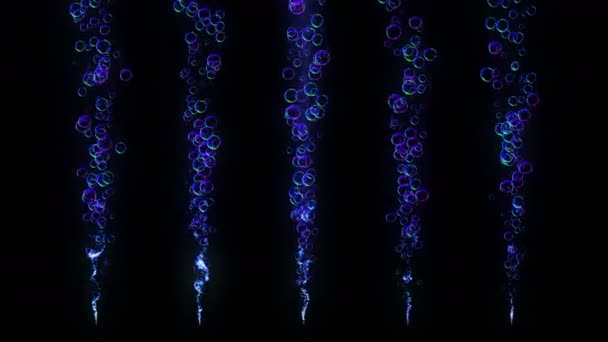 Rainbow Bubble Transparent Water Background Air Bubble Black Background — Stock Video