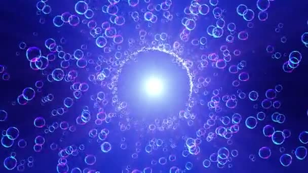 Радужный Пузырь Прозрачном Водном Фоне Воздушный Пузырь Глубоком Синем Море — стоковое видео