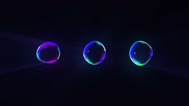 Rainbow Bubble Transparent Water Background Air Bubble Black Background — Stock Video