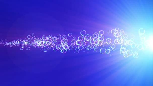 透明水背景上的彩虹气泡 深蓝色大海中的气泡 — 图库视频影像