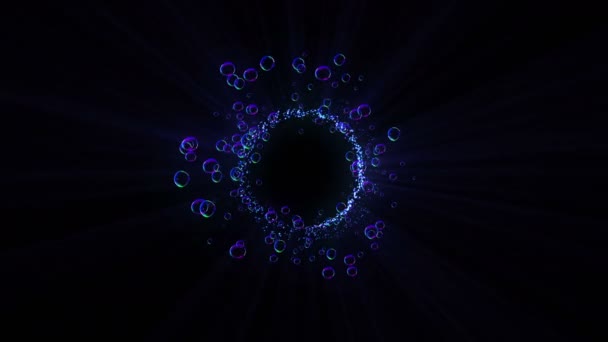 透明水背景上的彩虹气泡 黑色背景中的气泡 — 图库视频影像