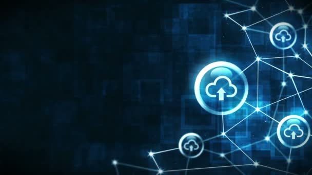 Server Datenraum Mit Schwebenden Cloud Icons Internetverbindungsstruktur Icon Hochladen Business — Stockvideo
