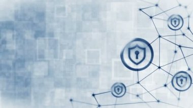 Güvenlik kilidi ikonlu kalkan güvenliği. İnternet bağlantısı. Güvenlik duvarı, şifre, koruma. Mahremiyet işareti yüzüyor. Noktaları ve çizgileri birleştiren çokgen boşluk. Kablo çerçeve çokgen ve simge.