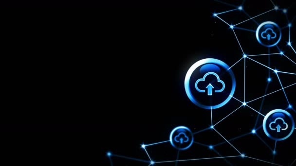 Spațiu Date Server Pictograme Cloud Plutind Structura Conexiunii Internet Încarcă — Videoclip de stoc