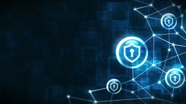 Sköld Säkerhet Med Säkerhetslås Ikon Internetanslutning Brandvägg Lösenord Skydd Integritetsskylt — Stockvideo