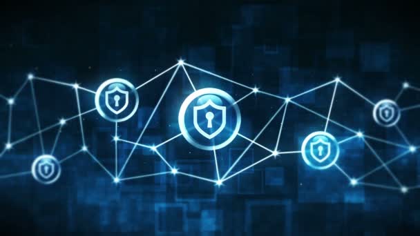 Sicurezza Scudo Con Icona Blocco Sicurezza Connessione Internet Firewall Password — Video Stock