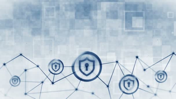 Ochrona Tarczy Ikoną Blokady Bezpieczeństwa Połączenie Internetowe Firewall Hasło Ochrona — Wideo stockowe