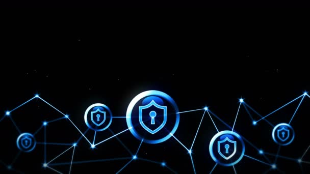 Sicurezza Scudo Con Icona Blocco Sicurezza Connessione Internet Firewall Password — Video Stock