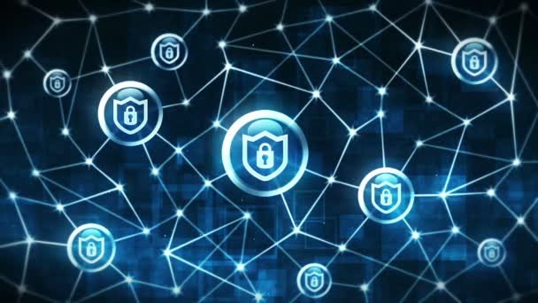 Beveiliging Afscherming Met Veiligheidsslot Icoon Internetverbinding Firewall Wachtwoord Beveiliging Privacy — Stockvideo