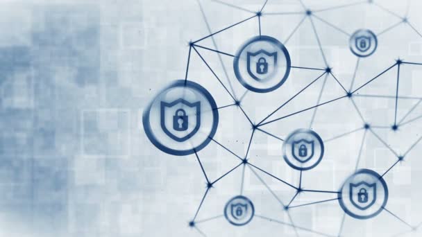 Schildsicherung Mit Sicherheitsschloss Symbol Internetverbindung Firewall Passwort Schutz Privacy Schild — Stockvideo