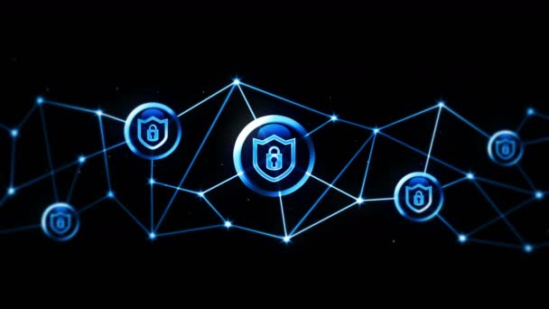 Ochranný Štít Ikonou Bezpečnostního Zámku Internetové Připojení Brána Firewall Heslo — Stock video