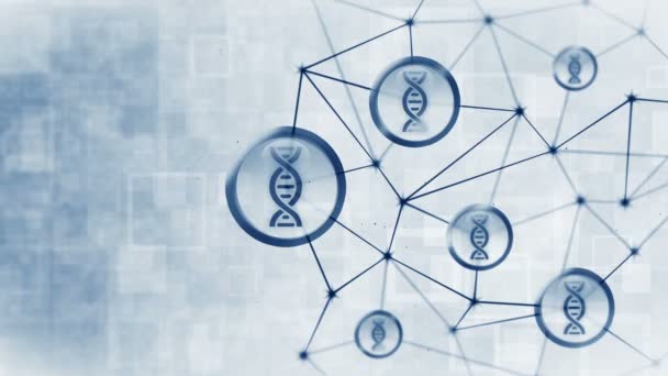 Investigación Biotecnológica Con Iconos Adn Flotando Símbolo Genético Biológico Señal — Vídeos de Stock