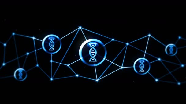 Biotechnology Research Dna Icons Floating Biology Gene Symbol Life Evolution — Stock Video