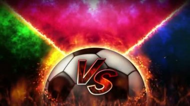 Dövüş geçmişine karşı. Savaşa karşı savaş. Futbol topu. Spor savaşı konsepti döngü animasyonu.