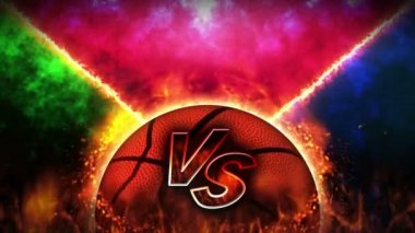 Dövüş geçmişine karşı. Savaşa karşı savaş. Basketbol mu? Spor savaşı konsepti döngü animasyonu.