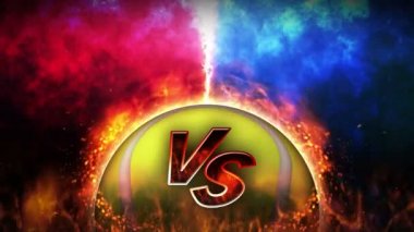 Dövüş geçmişine karşı. Savaşa karşı savaş. Tenis topu. Spor savaşı konsepti döngü animasyonu.