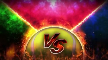 Dövüş geçmişine karşı. Savaşa karşı savaş. Tenis topu. Spor savaşı konsepti döngü animasyonu.