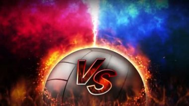 Dövüş geçmişine karşı. Savaşa karşı savaş. Voleybol. Spor savaşı konsepti döngü animasyonu.