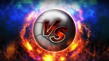 Dövüş geçmişine karşı. Savaşa karşı savaş. Voleybol. Spor savaşı konsepti döngü animasyonu.