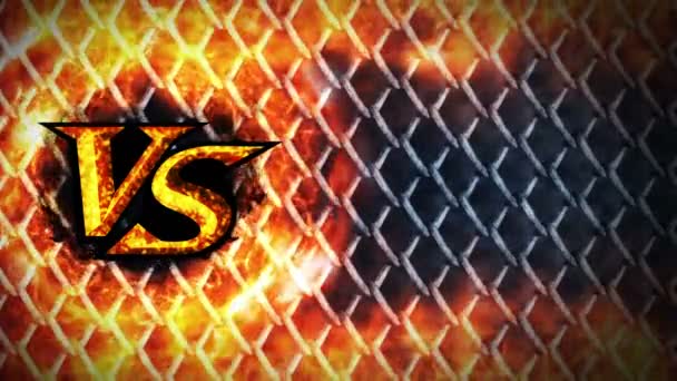 Fight Animation Metallic Wire Fence Background Spark Fire Sports Battle — Stock Video