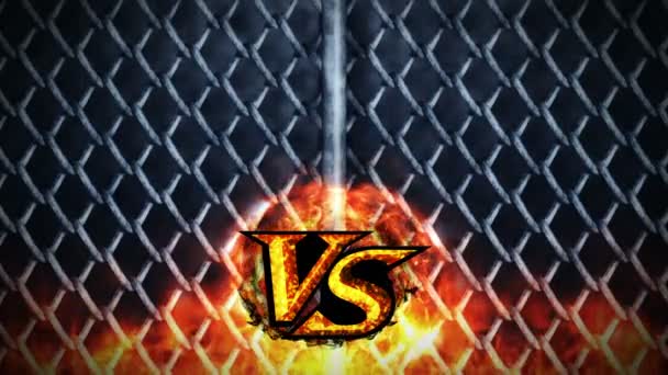 Fight Animation Metallic Wire Fence Background Spark Fire Sports Battle — Stock Video