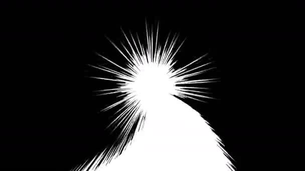 日本の漫画素材 速度線 効果線 濃度線 漫画の集中ラインループアニメーション 漫画のスピードフレーム 黒と白の放射状の線 — ストック動画