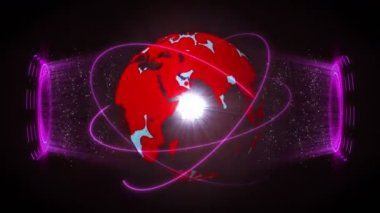 Enfeksiyon salgını. Enfeksiyon kırmızı noktalı küresel dünya. Tıbbi elementler konsepti. Hastalık ya da önleme. Sağlık hizmetleri. Bulaşıcı kontrol. Virüsü tedavi et. Döngü canlandırması.