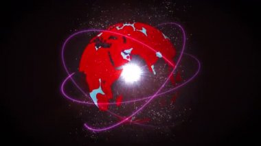 Enfeksiyon salgını. Enfeksiyon kırmızı noktalı küresel dünya. Tıbbi elementler konsepti. Hastalık ya da önleme. Sağlık hizmetleri. Bulaşıcı kontrol. Virüsü tedavi et. Döngü canlandırması.
