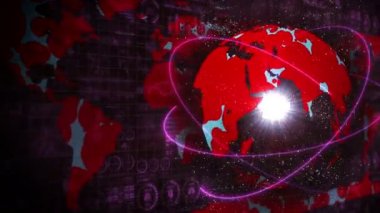 Enfeksiyon salgını. Enfeksiyon kırmızı noktalı küresel dünya. Dijital veri grafiğinin tıbbi hologram unsurları. Bulaşıcı kontrol. Virüsü tedavi et. Döngü canlandırması.