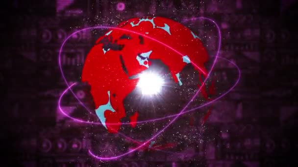 Pandémie d'infection. Terre mondiale avec des points rouges d'infection. Éléments holographiques médicaux du graphique de données numériques. Contrôle infectieux. Guérir le virus. Animation en boucle.