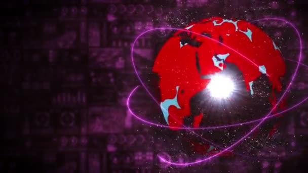 Pandemia Infección Tierra Global Con Puntos Rojos Infección Elementos Holográficos — Vídeo de stock