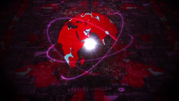 Pandémie Infection Terre Mondiale Avec Des Points Rouges Infection Éléments — Video