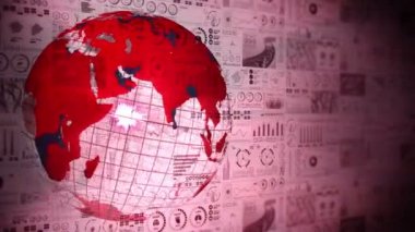 Enfeksiyon salgını. Enfeksiyon kırmızı noktalı küresel dünya. Dijital veri grafiğinin tıbbi hologram unsurları. Bulaşıcı kontrol. Virüsü tedavi et. Döngü canlandırması.