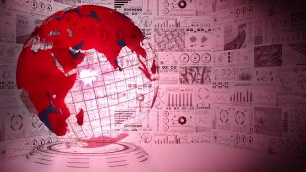 Smittans Pandemi Global Jord Med Röda Prickar Infektion Medicinska Hologram — Stockvideo