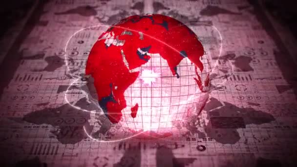 Pandemia Infecção Terra Global Com Pontos Vermelhos Infecção Elementos Holograma — Vídeo de Stock