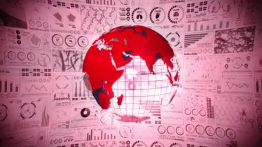 Enfeksiyon salgını. Enfeksiyon kırmızı noktalı küresel dünya. Dijital veri grafiğinin tıbbi hologram unsurları. Bulaşıcı kontrol. Virüsü tedavi et. Döngü canlandırması.