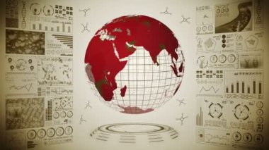 Enfeksiyon salgını. Enfeksiyon kırmızı noktalı küresel dünya. Dijital veri grafiğinin tıbbi hologram unsurları. Bulaşıcı kontrol. Virüsü tedavi et. Döngü canlandırması.