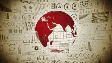 Enfeksiyon salgını. Enfeksiyon kırmızı noktalı küresel dünya. Dijital veri grafiğinin tıbbi hologram unsurları. Bulaşıcı kontrol. Virüsü tedavi et. Döngü canlandırması.