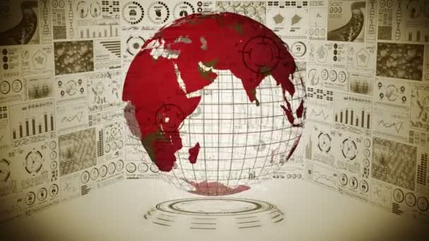 Enfeksiyon Salgını Enfeksiyon Kırmızı Noktalı Küresel Dünya Dijital Veri Grafiğinin — Stok video