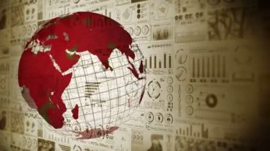 Enfeksiyon salgını. Enfeksiyon kırmızı noktalı küresel dünya. Dijital veri grafiğinin tıbbi hologram unsurları. Bulaşıcı kontrol. Virüsü tedavi et. Döngü canlandırması.