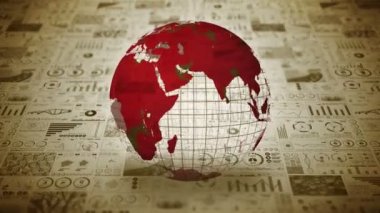 Enfeksiyon salgını. Enfeksiyon kırmızı noktalı küresel dünya. Dijital veri grafiğinin tıbbi hologram unsurları. Bulaşıcı kontrol. Virüsü tedavi et. Döngü canlandırması.